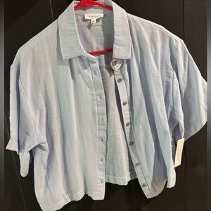 Cropped button down top